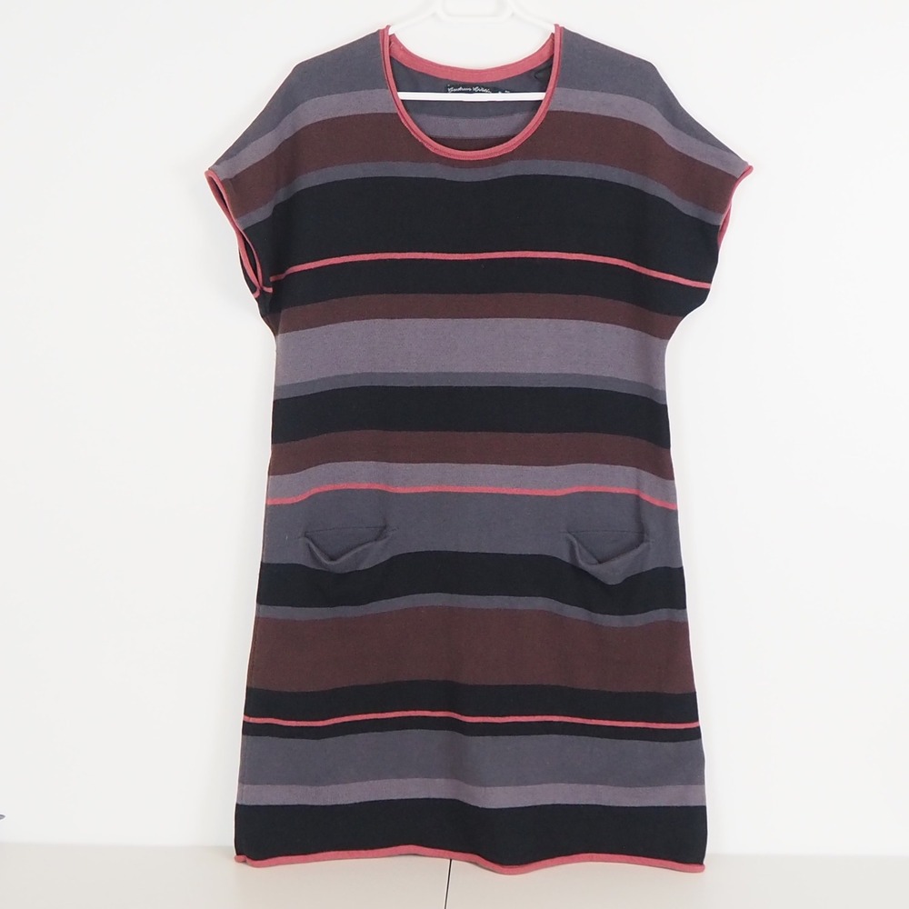 Gudrun Sjoden‎ Striped Knit Dress Sz Medium Organic Cotton Wool Blend Lagenlook